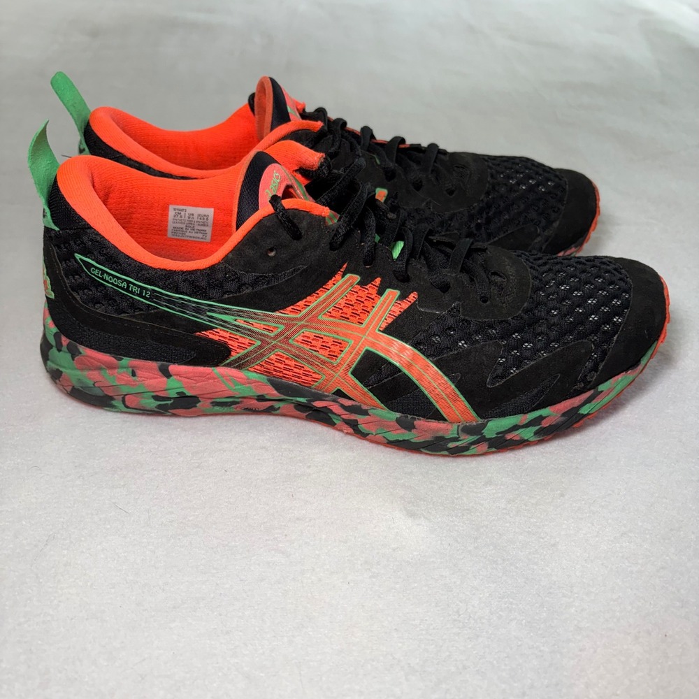 ASICS Gel-Noosa Tri 12 Mens 9.5 Running Shoes Black Flash Coral Camo 1011A673